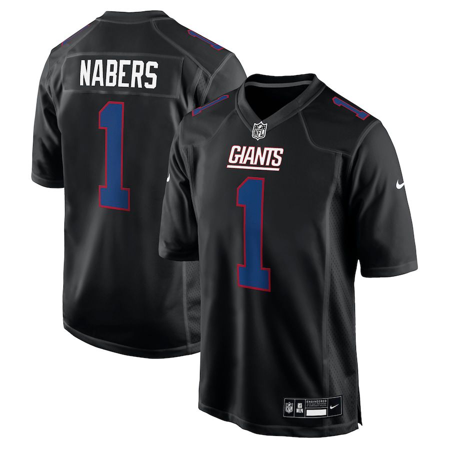 Men New York Giants #1 Malik Nabers Black 2025 Nike Carbon Fashion NFL Jersey->new york giants->NFL Jersey